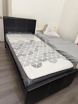 NEW BED FRAME TWIN SIZE WITH MATTRESS AND BOX SPRING