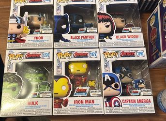 Funko Pop Marvel Avengers Amazon Exclusive figures, and pins Set of 6