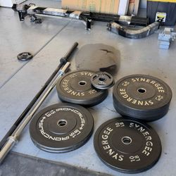 Weight Set Squat Rack Pull Up Bar Plates