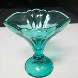 Vintage Rastal Green Fluted Glass Ice Cream Sundae Parfait Cup