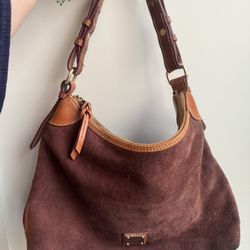 Rooney & Burke Brown suede handbag with leather accents