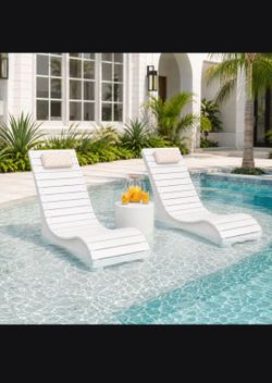 Set of 2 In-Pool Lounge Chairs - White
HDPS Pool Chaise with Headrests