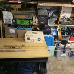 Collection Of Fishing Tackle And Rods