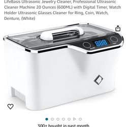 LifeBasis Ultrasonic Jewelry Cleaner, Professional Ultrasonic Cleaner Machine 20 Ounces (600ML) with Digital Timer, Watch Holder Ultrasonic Glasses Cl