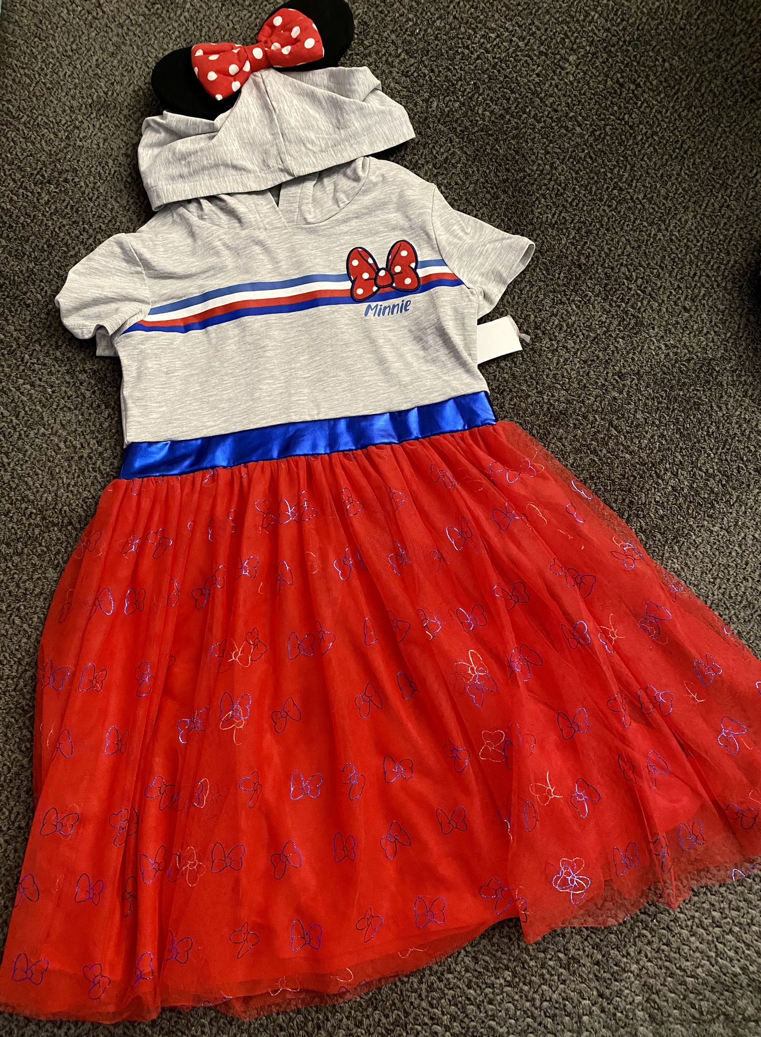 New Girls Disney Mickey Minnie Mouse Dress Tulle Skirt Minnie Ears So Cute 10/12 Large