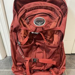 TWO Osprey farPoint 55 Travel Backpack, Jasper Red And/or Dark Gray 