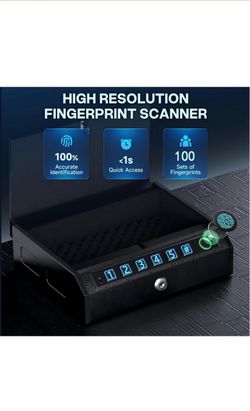 Biometric Safe,Fingerprint, Car Safe with Quick Access, LED Light, Stealth Mode, Carbon Steel