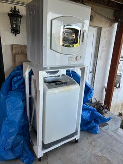 Portable Washer & Dryer Combo w/ Custom Rolling Stack Stand – Space Saving!