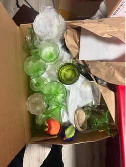 Vintage Green Glass cup sets