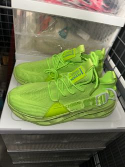 Men's Neon Green Knit Sneakers – Size 8.5 – Brand New