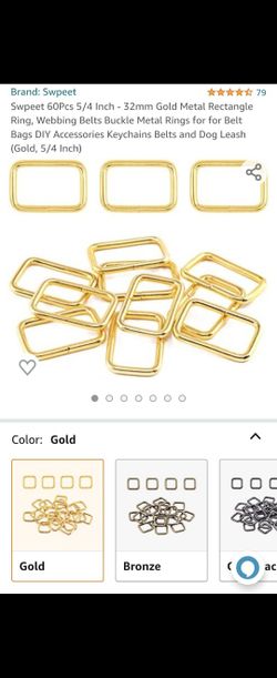 Gold Metal Square Rings(DIY, Belts, Keychains, Dog Leash, Etc.) New In Bag