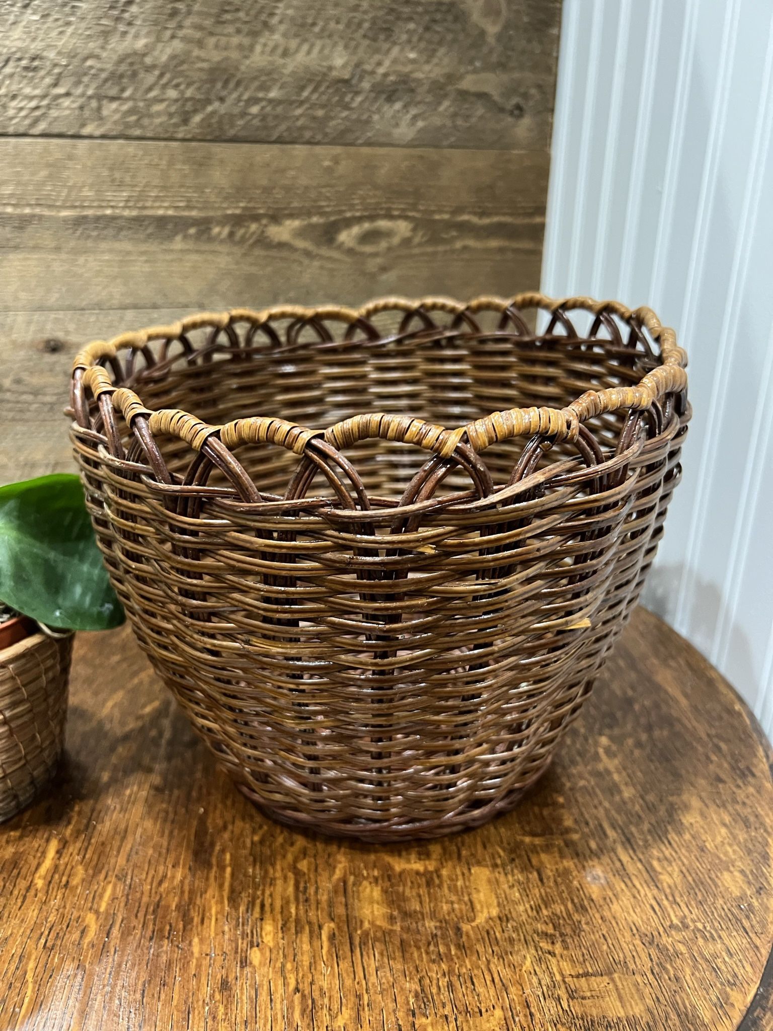 Brown Stained Pot Cover Basket for 6" Pot - Potomac Floral Wholesale