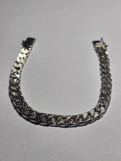 925 Sterling diamond cut Link Bracelet with Box Clasp