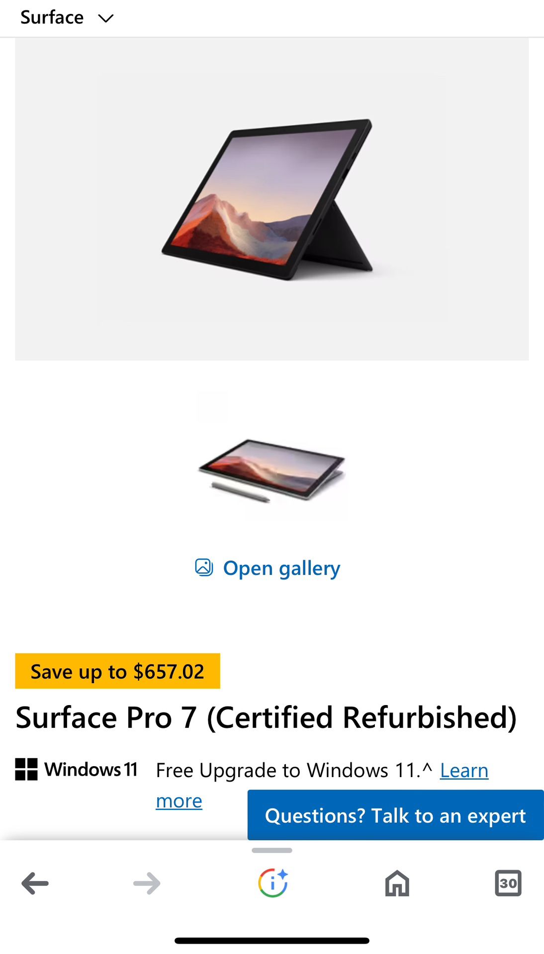 Microsoft Surface Pro 7 Certified Refurbished 