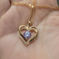 Gold Plated Sterling Silver Heart Necklace 