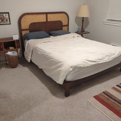 CB2 Nadi Wood and Cane Queen Bed Frame