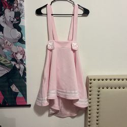 Hot Topic Pink Cat Paw Suspender Skirt