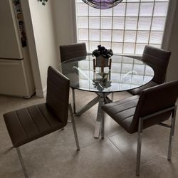  5 Piece Chrome and Glass Dining Set