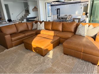 Leather Sectional & Ottoman 10 months old