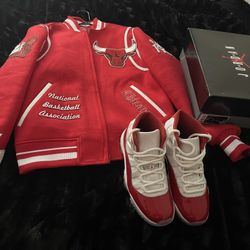 Cherry 11 Retro With Chicago Bulls Varsity Jacket
