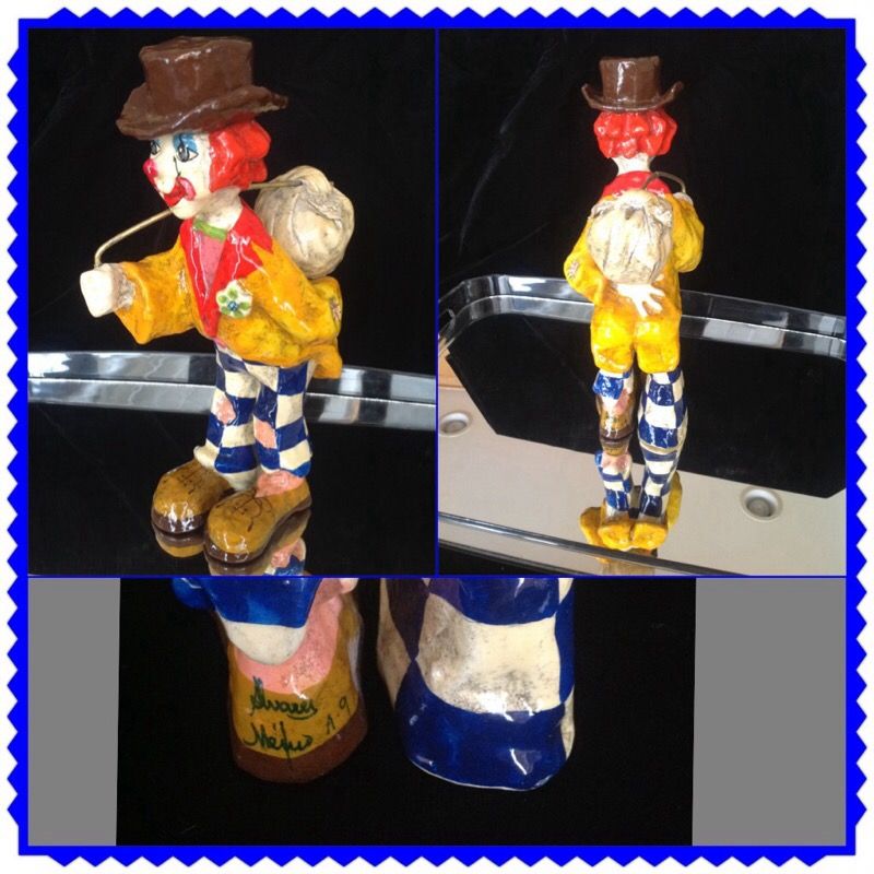 CLOWN HOBO TRAMP /w BINDLE SACK PAPIER MACHE ALVARY A-9 VINT.MEXICO