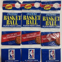 1991 Fleer Basketball Rack Pack 3 pk Lot Factory Sealed
