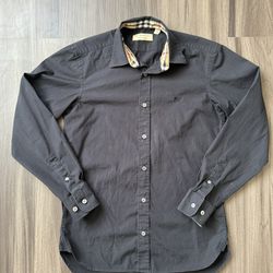 Burberry London Polo Black Long Sleeve Button Up Dress Shirt Adult Sz XS