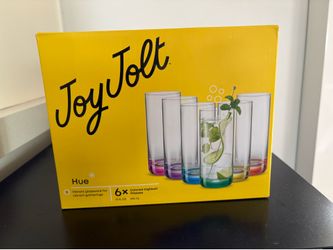 Joy Jolt Hue 6x 13 oz colored Highball Drinking Glasses