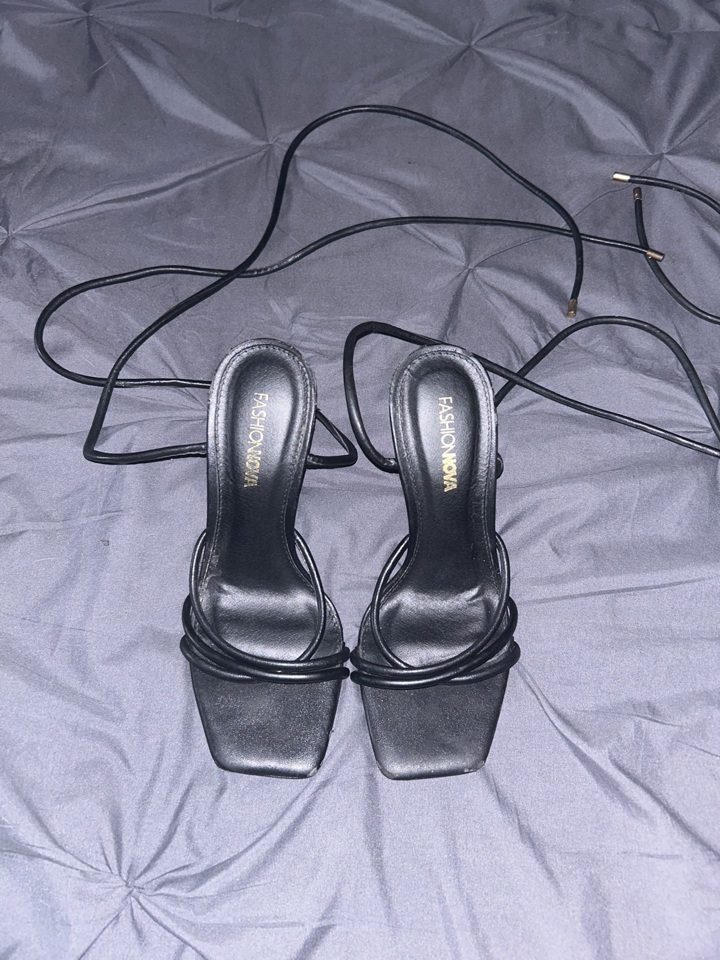 Black Strappy Heels Size 6