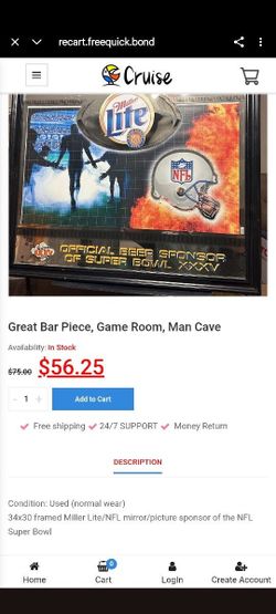 Sports Memorabilia Mirror. Framed