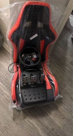 10 DOLLARS OFF DISCOUNT Racing Sim Cockpit Chair with Logitech Wheel and Pedals