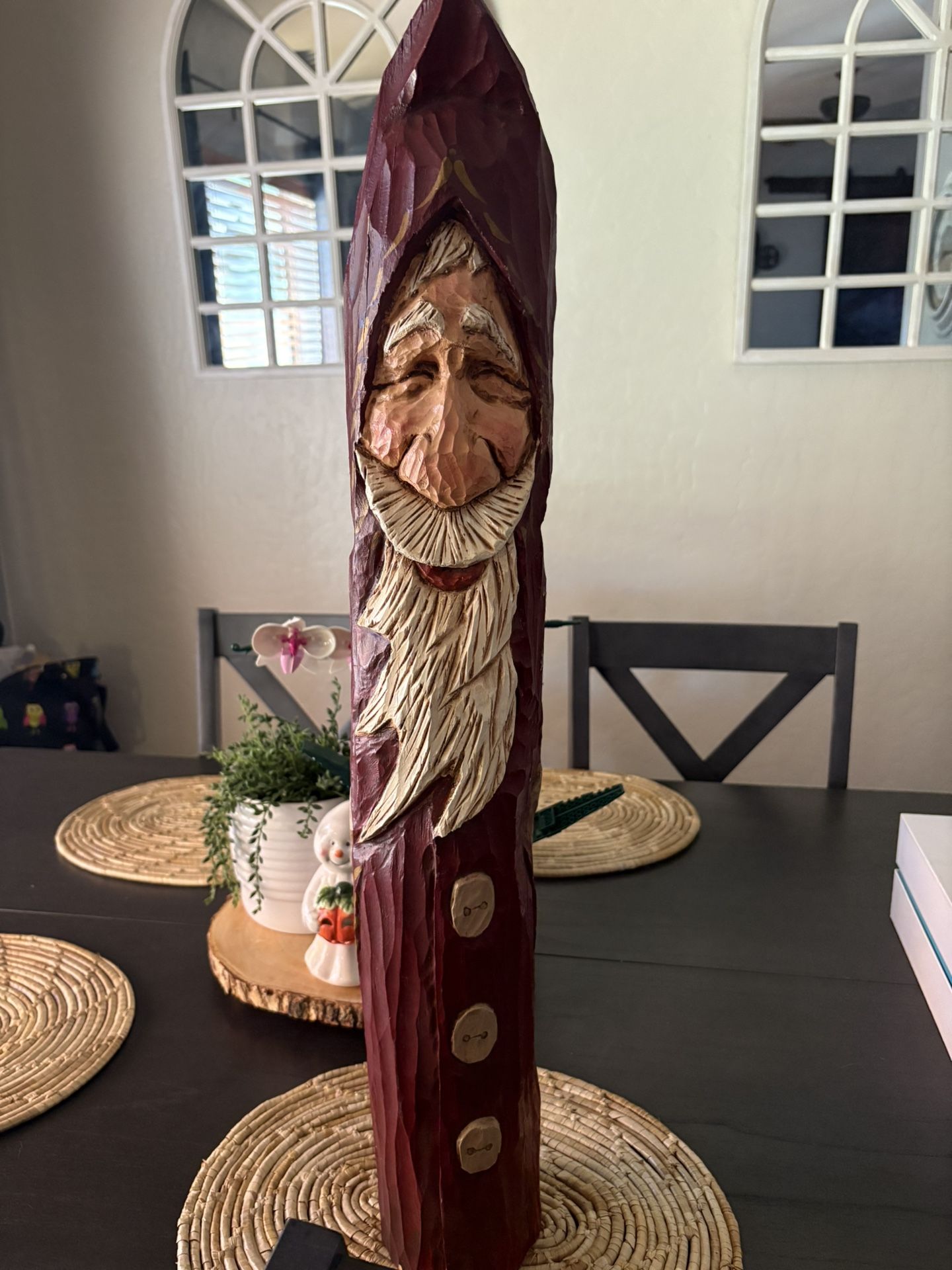 Vintage Wood Carved Santa
