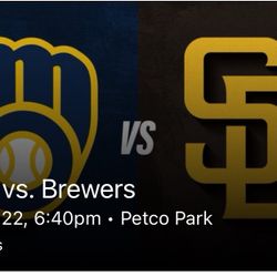 2 tickets for Monday 9/22 6:40. Padres vs brewers. Luis arraez bobblehead night