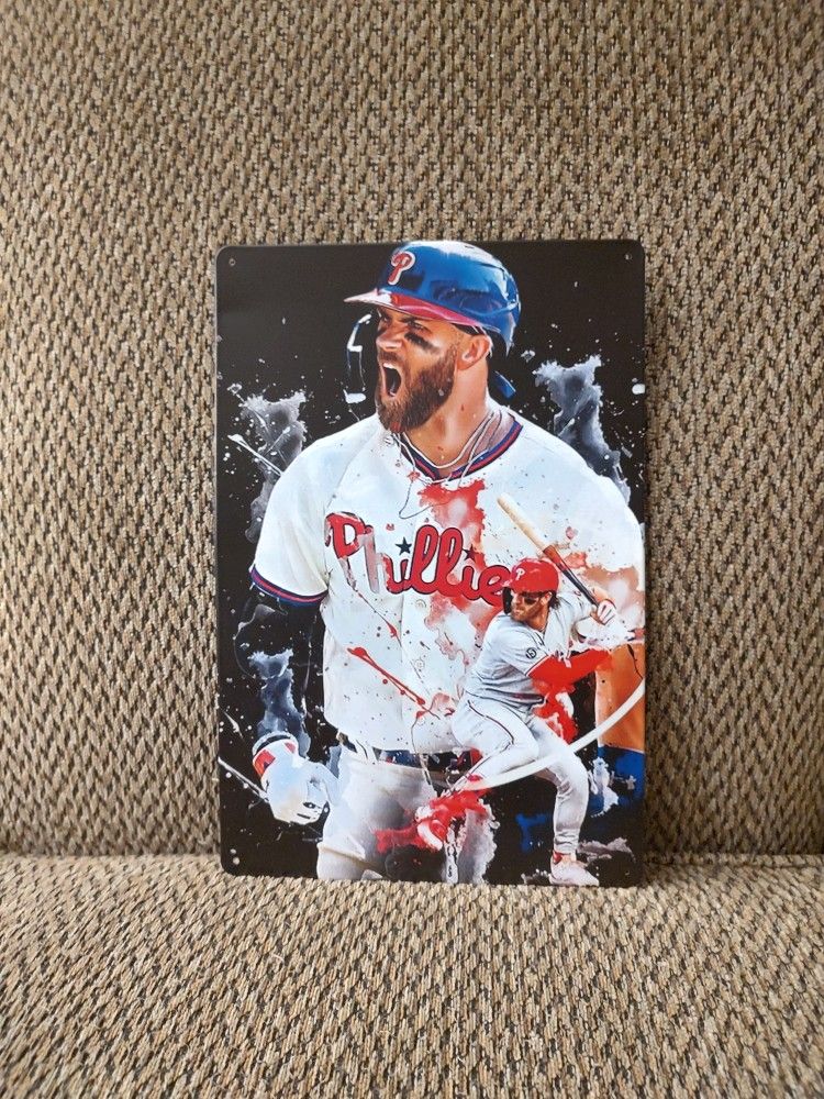 BRYCE  HARPER  METAL SIGN.  12" X 8".  NEW.  PICKUP ONLY.
