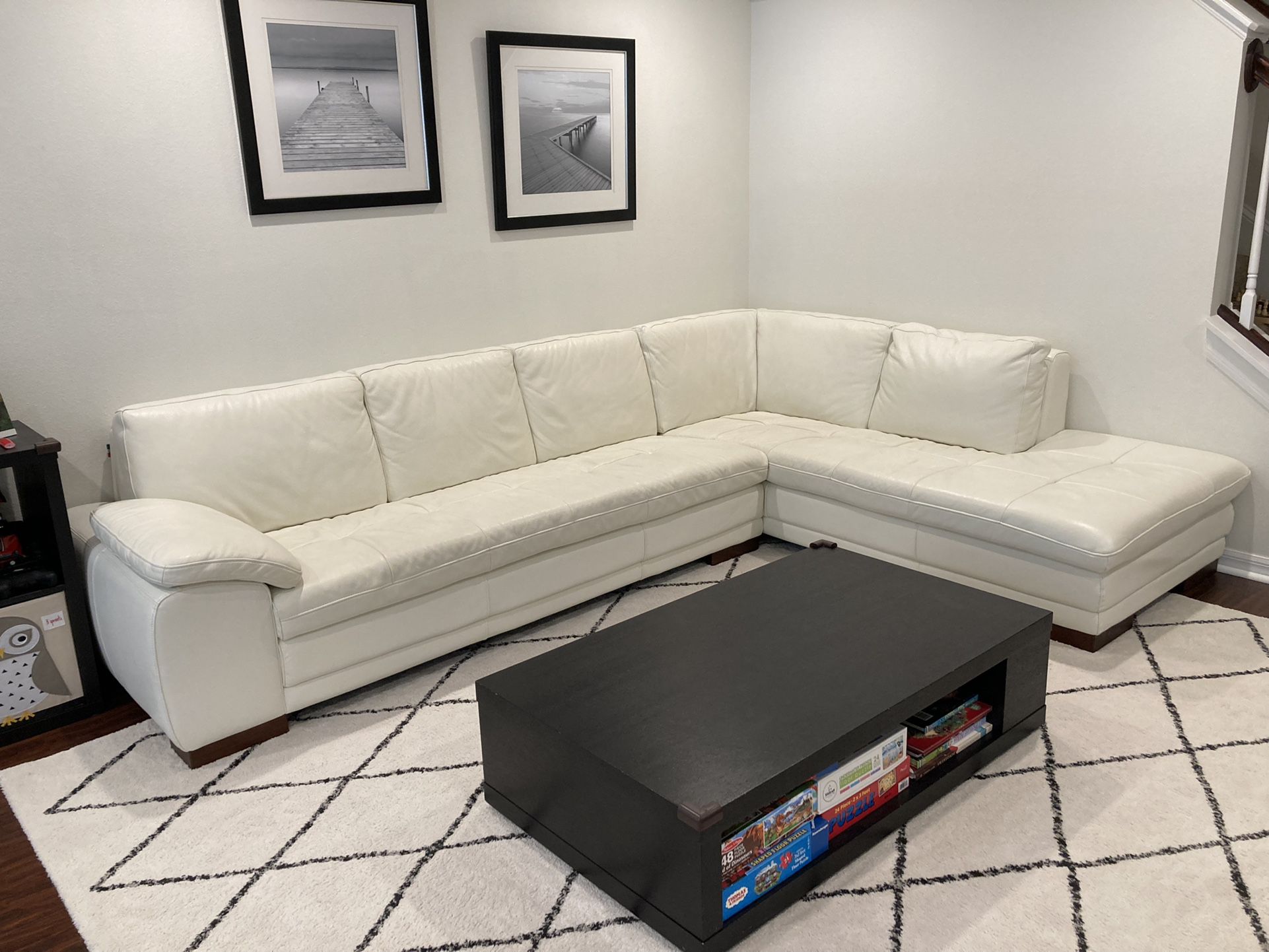 Scan Design White Leather Sectional Sofa Couch IO