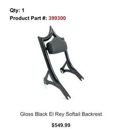 Gloss Black El Rey Softail Backrest