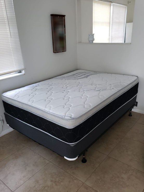 NEW FULL PLUSH PILLOW TOP MATTRESS. Bed frame is not available. Take it home same day 👍