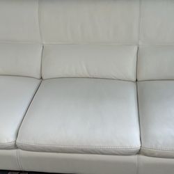 Real Leather Sofa, Callie, Leather, Excellent Shape, Very Clean, Bright White