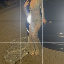 Silver Prom Dress Size Small 