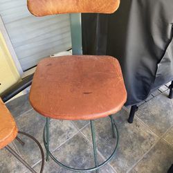 2 Handmade Leather Bar Stools