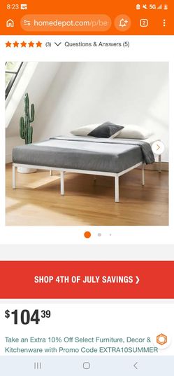Queen White Metal Bed Frame