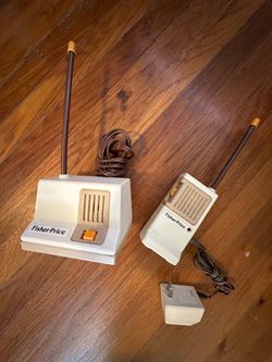 Vintage 1983 Fisher-Price Nursery Intercom Model 157 with AC Adapter, Retro Baby Monitor Set Mid-Century Electronic Home Decor