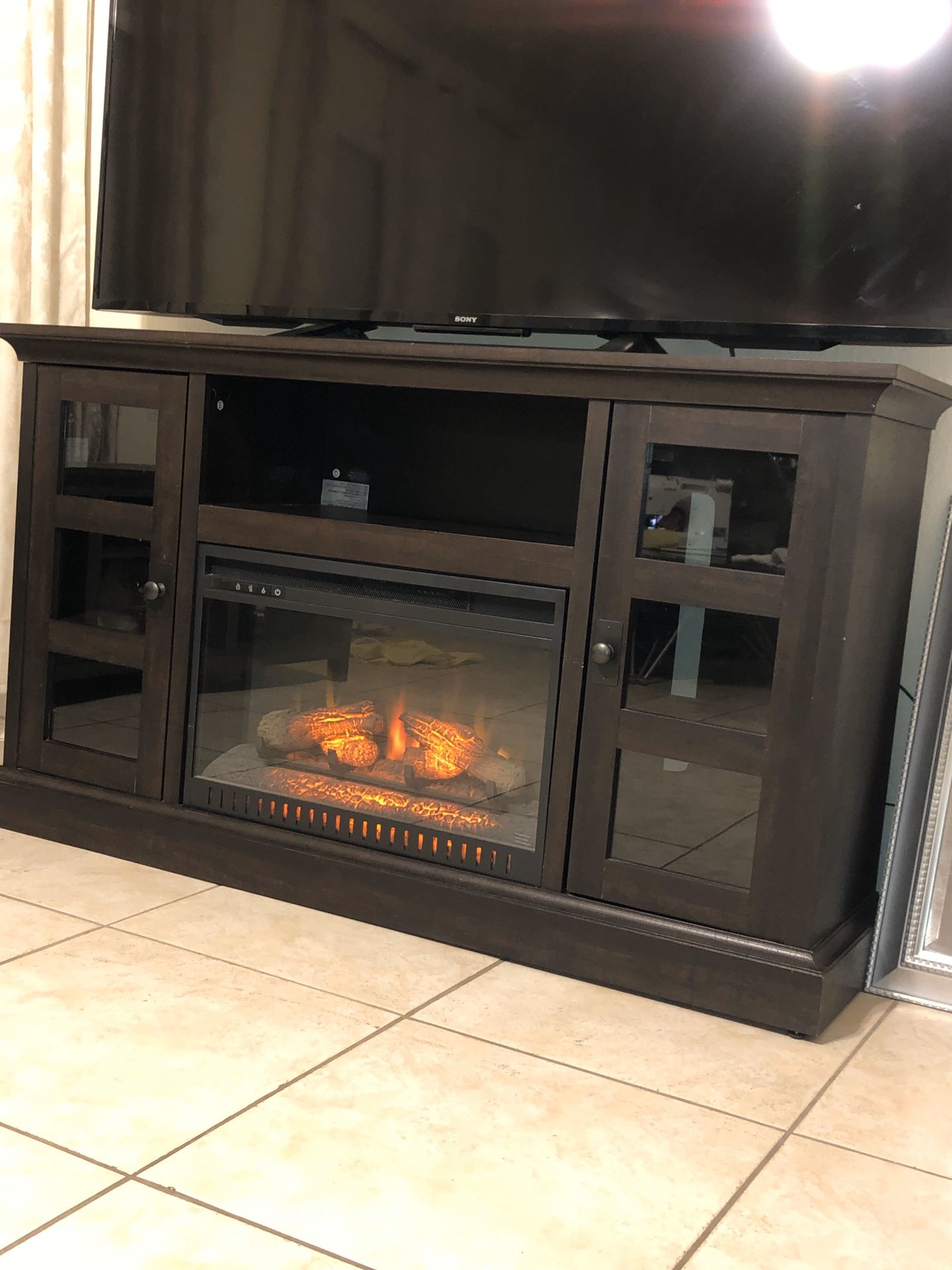 Tv stand fire place heater