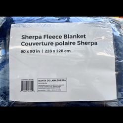 Ultra Soft Sherpa Fleece Blanket - Size 90x90" Cozy Warm Throw for Bed or Couch