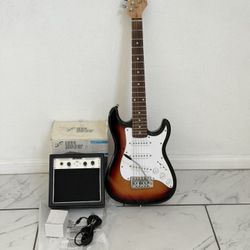 34” SX VTG Series Custom Handmade Mini Electric Guitar + New Mini Amp + Guitar Cable (Length size: 34 inches) 