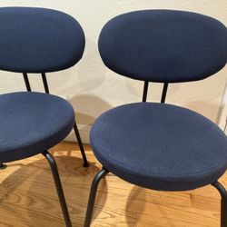 Modern Fabric Dining Chairs Set of 2. Blue