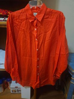 Gap Bright Orange L/S Collared Shirt Medium Vintage