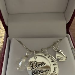 Sterling Silver Love You To The Moon Necklace