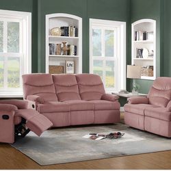 Blush Pink Reclining Sofa , Loveseat & Recliner $999 Clearance Special **