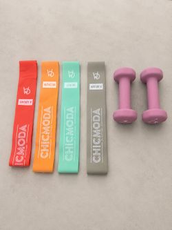 Resistance Bands & 2 lb Dumbbells Home Workout Set